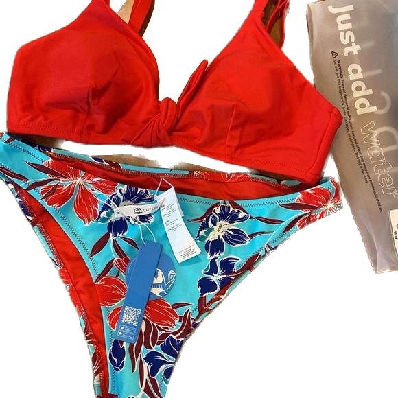 Red and blue floral bottom only NEW CUPSHE - Picture 1 of 1